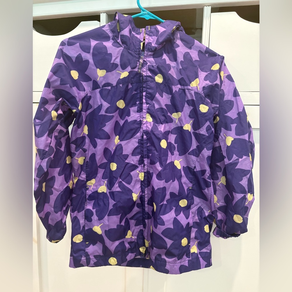Lands' End Purple and Yellow Floral Kids Raincoat